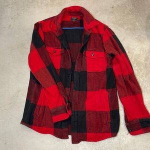 Red Abercrombie heavyweight plaid shirt medium